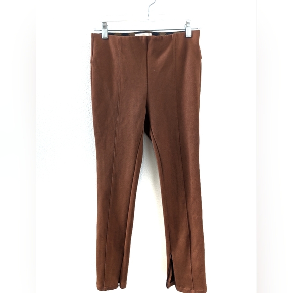 Anthropologie Faux Suede Pants Rust Color Ankle Zip 27P - Picture 1 of 7